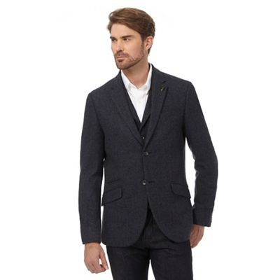 Big and tall navy heritage patterned jacket